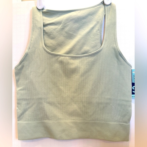 Women's Ribbed Tank Top - Sage Green Pale Seagrass - Picture 2 of 7